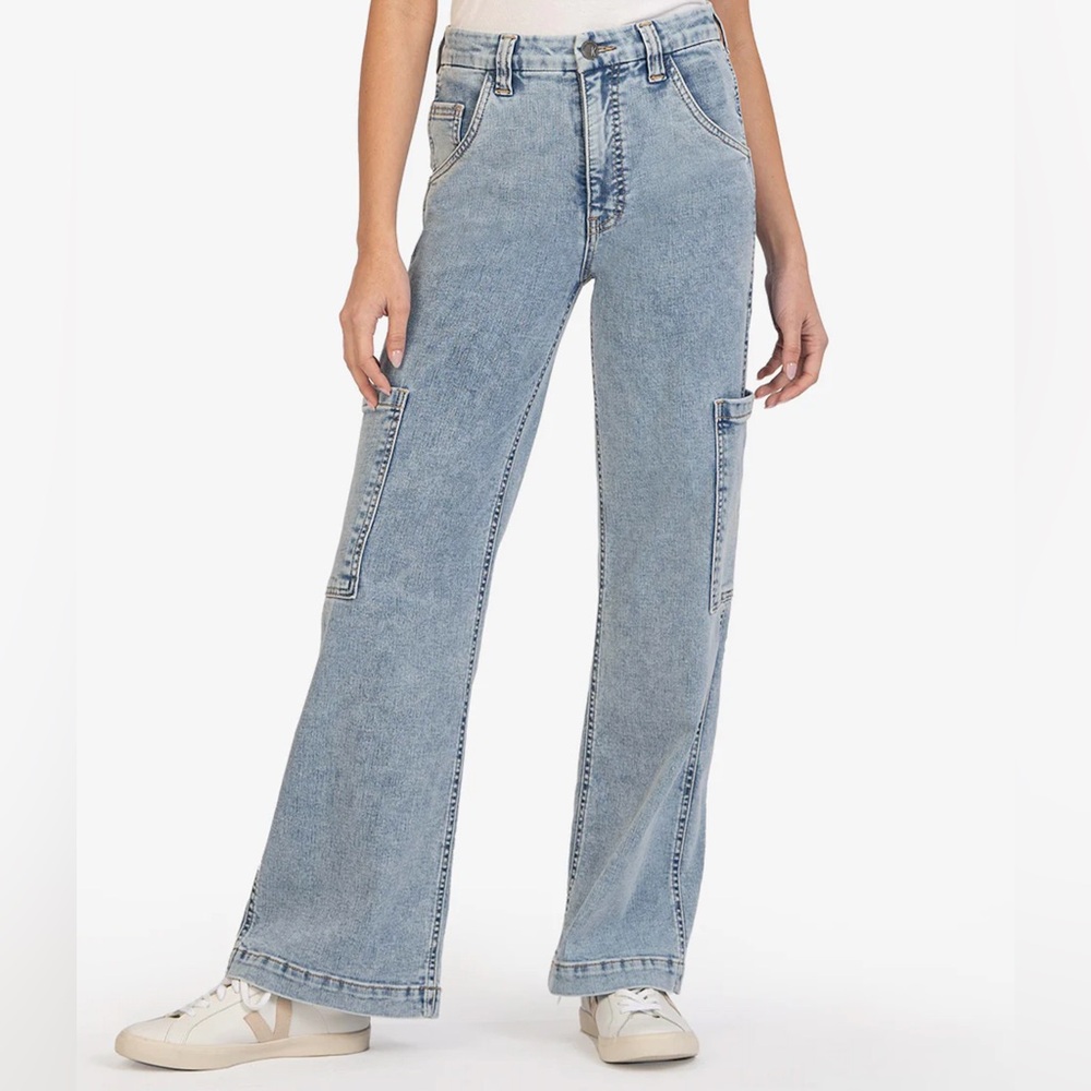 Kut from the Kloth Jodi Wide Leg Fab Ab Blue Jeans 18 NEW